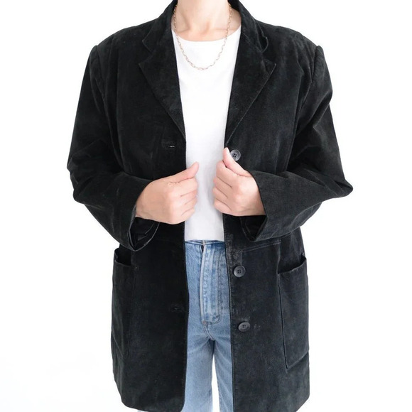 Northern Reflections Black Suede Button Down Blazer/ Jacket LG - Picture 2 of 15